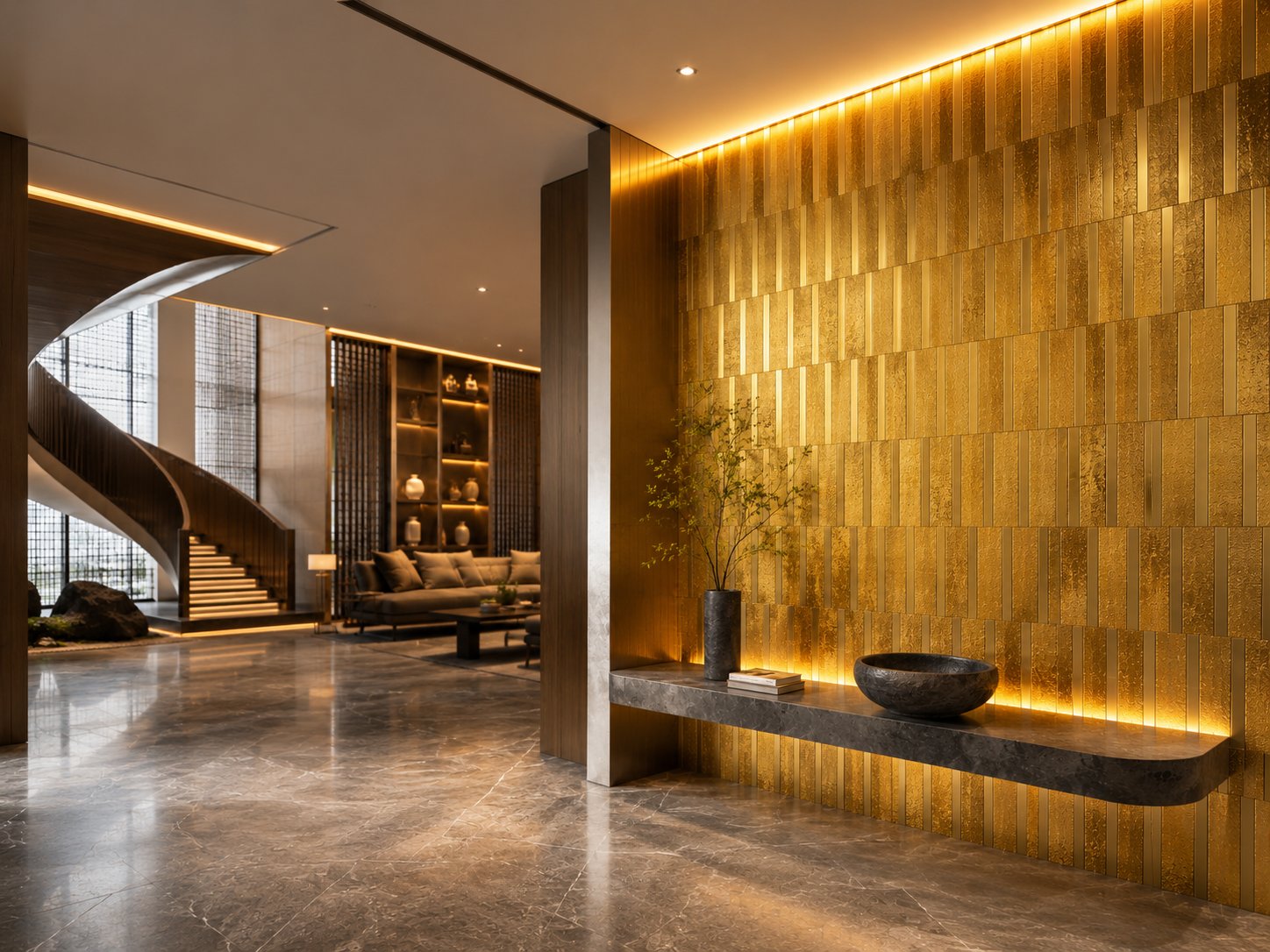 Volcanic stone in restaurant interior
