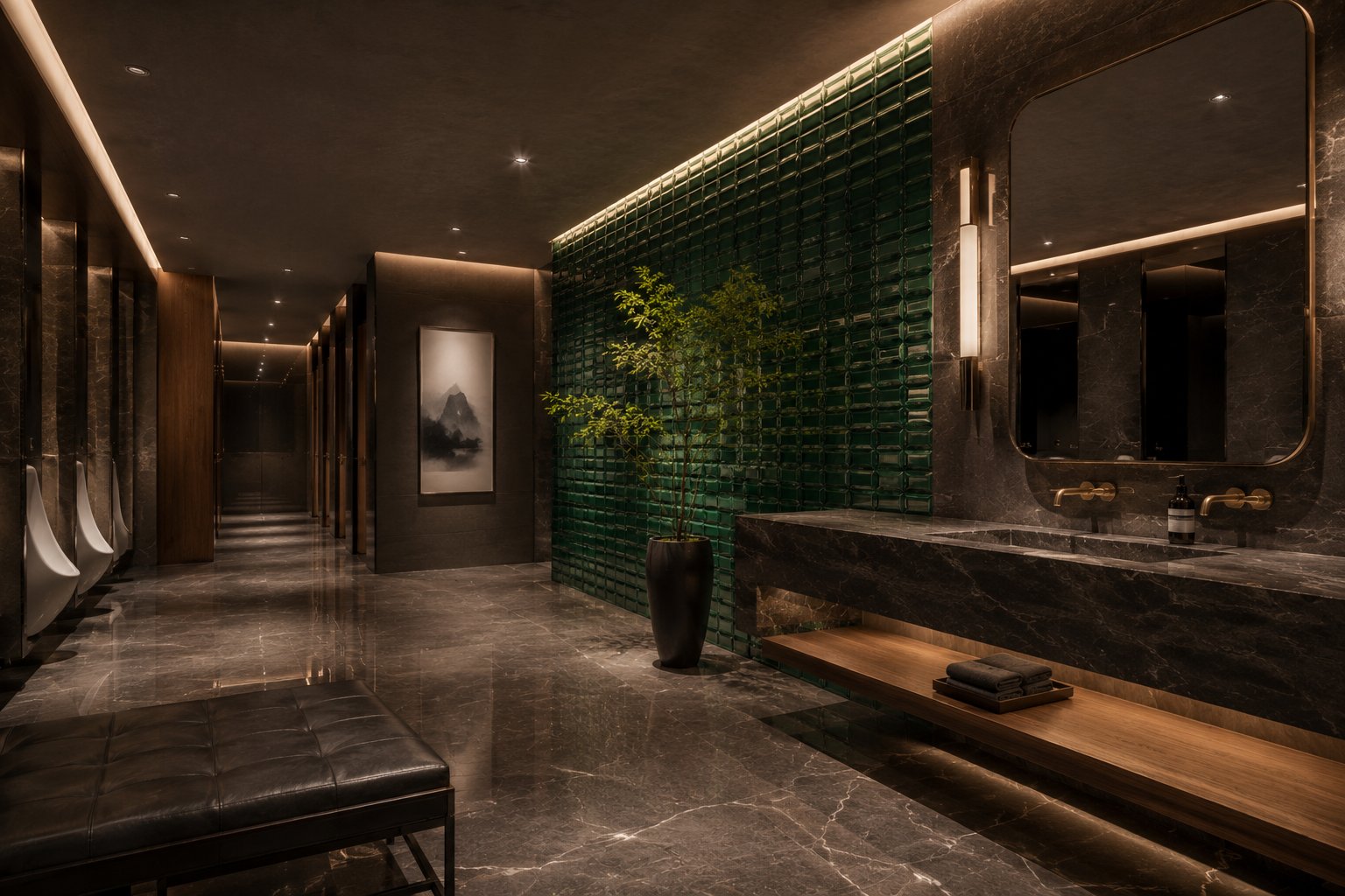 Commercial atrium volcanic stone
